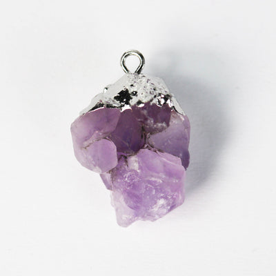 1pc/10pcs 15-20mm Raw Amethyst Nugget Mineral Gemstone ,Silver Plated Bail Pendant