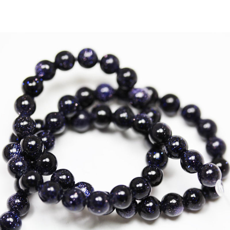 Blue goldstone,8mm Round Gemstone, One full strand about 50 beads, 16",1mm hole