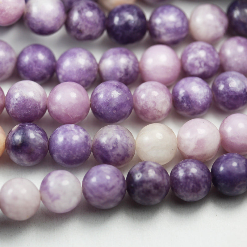 Lepidolite, 8mm Round Beads Gemstone, One full strand about 50 beads, 1mm hole