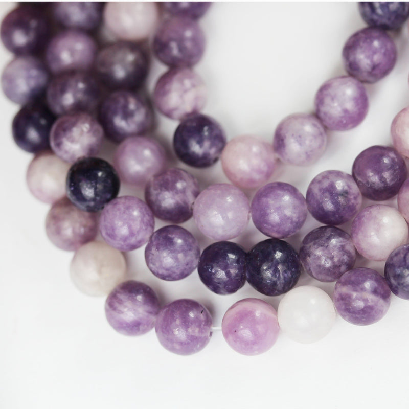 Lepidolite, 8mm Round Beads Gemstone, One full strand about 50 beads, 1mm hole