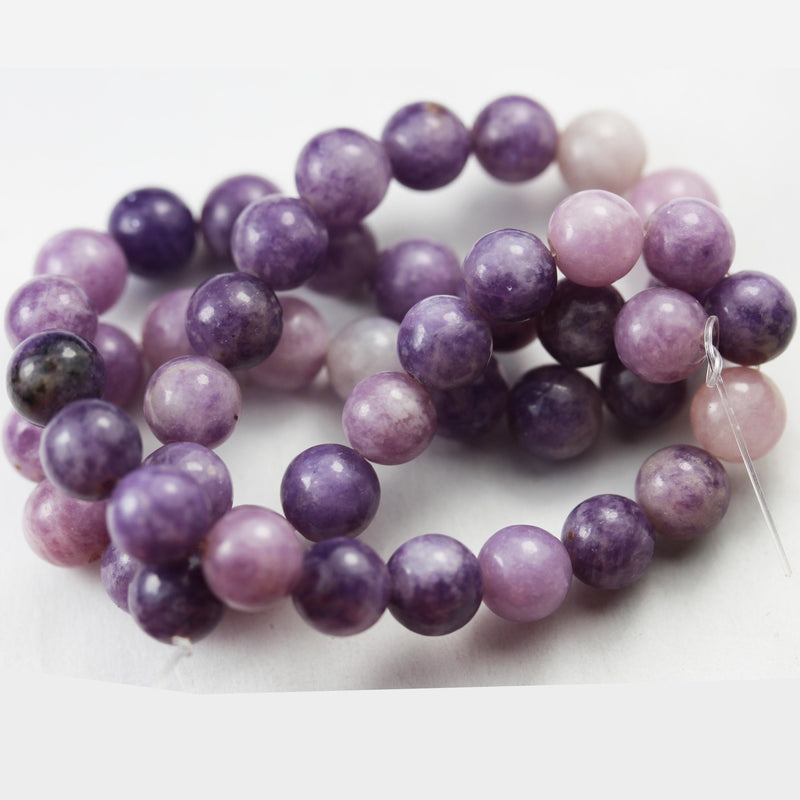 Lepidolite, 8mm Round Beads Gemstone, One full strand about 50 beads, 1mm hole