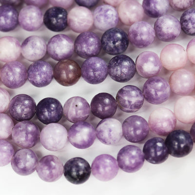 Lepidolite, 8mm Round Beads Gemstone, One full strand about 50 beads, 1mm hole