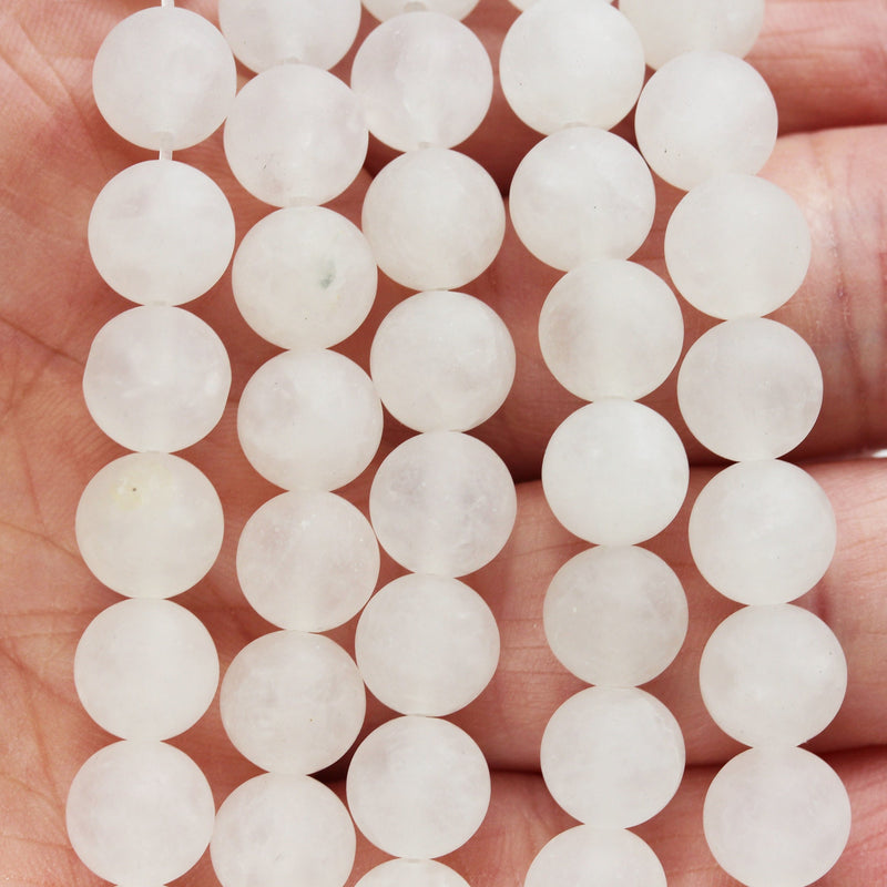 Matte White Jade, 8mm Round Jade Gemstone Beads Strand, 16inch, hole 1mm, about 50beads