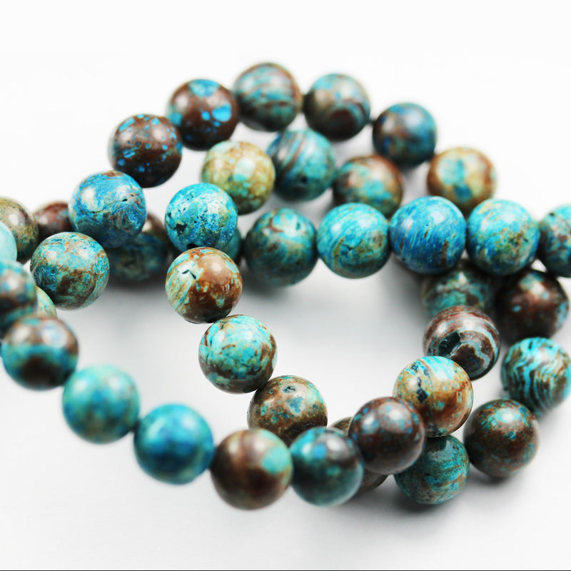 8mm Round Blue Calsilica Jasper ,Aqua Terra Jasper Gemstone Beads, 16 inch, 1mm hole, about 50 pcs