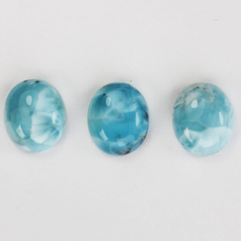 2pcs 100% Natural Dominican Larimar Cabochon Gemstone Beads Oval Loose Gemstones Beads ( no hole) , 10*12mm each piece