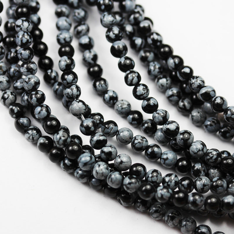 4mm Snowflake Obsidian Natural Gemstone beads strand, 90 beads, 15.5inch, 0.8mm hole