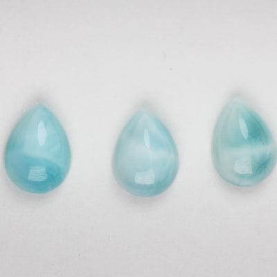 2pcs 100% Natural Dominican Larimar Cabochon Gemstone Beads Teardrop  Loose Gemstones Pendant Beads ( no hole) , 6*8mm each piece