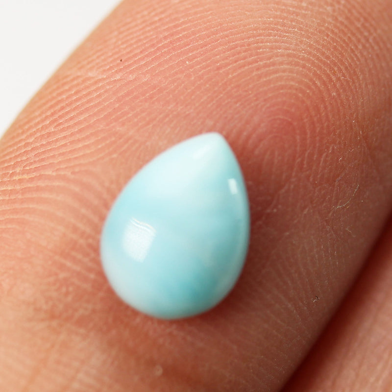 2pcs 100% Natural Dominican Larimar Cabochon Gemstone Beads Teardrop  Loose Gemstones Pendant Beads ( no hole) , 6*8mm each piece