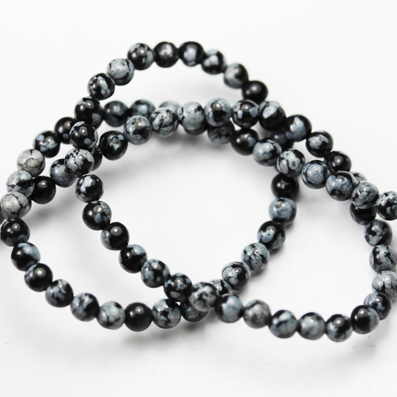 4mm Snowflake Obsidian Natural Gemstone beads strand, 90 beads, 15.5inch, 0.8mm hole