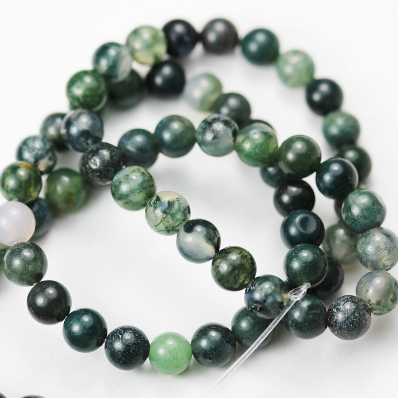 Moss Agate, 6mm Round Agate Gemstone Beads Strand, 15.5inch, hole 1mm, about65 beads