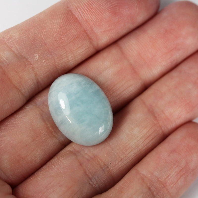 1pc Natural Aquamarine Cabochon Gemstone Beads, Blue 20*15mm Oval Cabs, 6mm thick