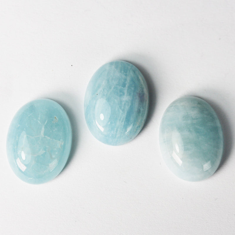 1pc Natural Aquamarine Cabochon Gemstone Beads, Blue 20*15mm Oval Cabs, 6mm thick