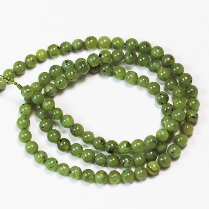 Canadian jade , 4mm Round Gemtsone, One full strand Green Beads Strand,0.6mm hole, 16"