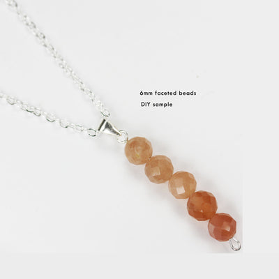 Natural Peach Moonstone,6.5mm Faceted Round Gemstone Strand, 7.5inch , 1mm hole, about 30 beads