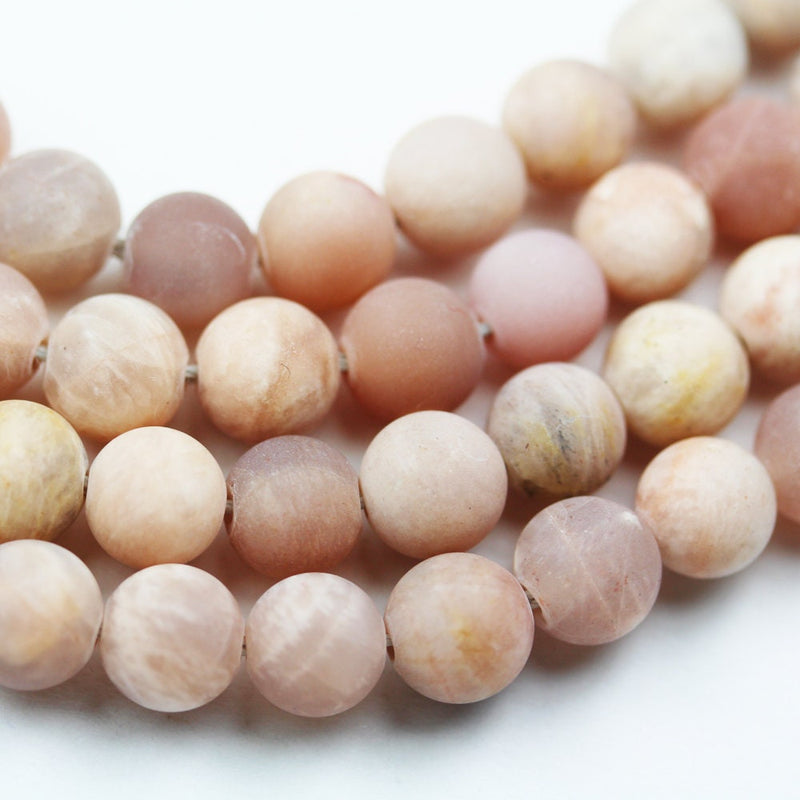 Sunstone, 8mm Matte Natural Peach Color Gemstone,One full strand, hole 1mm