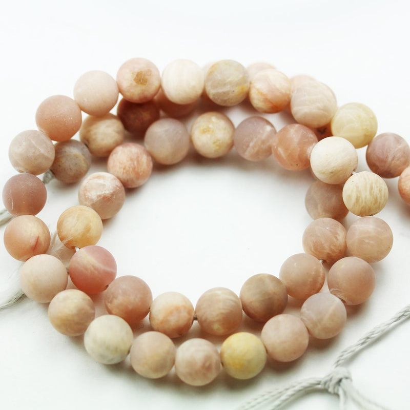 Sunstone, 8mm Matte Natural Peach Color Gemstone,One full strand, hole 1mm