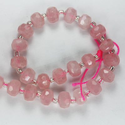 Natural Rose quartz, 6*8mm Faceted Rondelle Gemstone Strand, 8 inch , about 25 beads,hole1mm