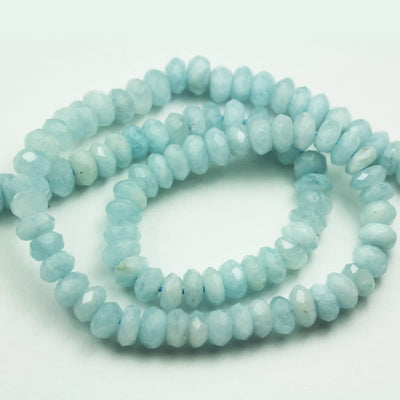 Aquamarine,6*4mm Faceted Rondelle Gemstone Strand, One full strand , about 100 beads , 0.8mm hole