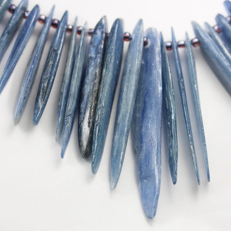 Natural Kyanite, 20-50mm Graduated Stick Gemstone Beads, One Full strand  , 20-50mm length, 7-12mm width,about90pcs