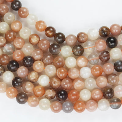 Moonstone, 6mm Grey/Peach/White Round Gemstone Strand, One full strand Beads , about 60 beads , 1mm hole