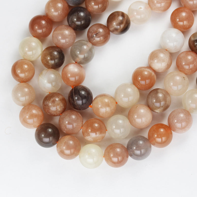 Moonstone, 6mm Grey/Peach/White Round Gemstone Strand, One full strand Beads , about 60 beads , 1mm hole