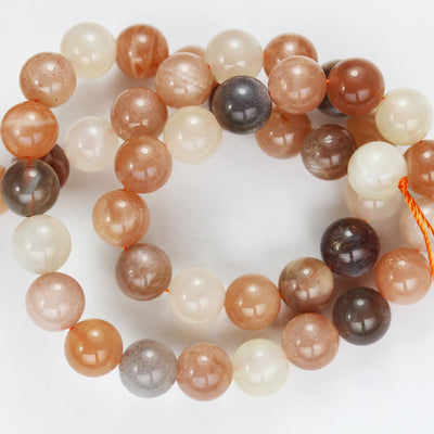 Moonstone, 6mm Grey/Peach/White Round Gemstone Strand, One full strand Beads , about 60 beads , 1mm hole