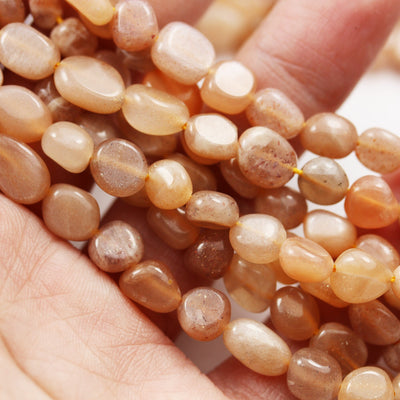 Sunstone Nugget, 10*8mm Natural Gemstone,One full strand 16 Inch, hole 1mm