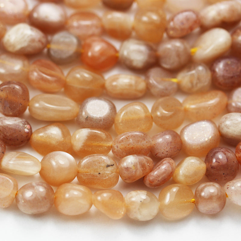 Sunstone Nugget, 10*8mm Natural Gemstone,One full strand 16 Inch, hole 1mm