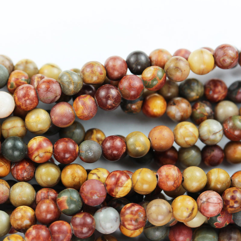 Picasso Jasper,4mm Round Natural Gemstone Beads, One full strand,Red creek jasper,15.5inch, about90 beads