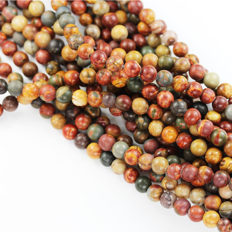 Picasso Jasper,4mm Round Natural Gemstone Beads, One full strand,Red creek jasper,15.5inch, about90 beads