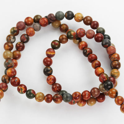 Picasso Jasper,4mm Round Natural Gemstone Beads, One full strand,Red creek jasper,15.5inch, about90 beads