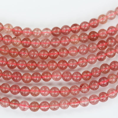 Natural Strawberry Quartz,4mm Round Natural  Gemstone Strands, 16 inch , 0.6mm hole, about 60 beads