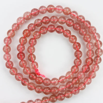 Natural Strawberry Quartz,4mm Round Natural  Gemstone Strands, 16 inch , 0.6mm hole, about 60 beads