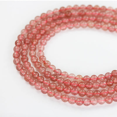 Natural Strawberry Quartz,4mm Round Natural  Gemstone Strands, 16 inch , 0.6mm hole, about 60 beads