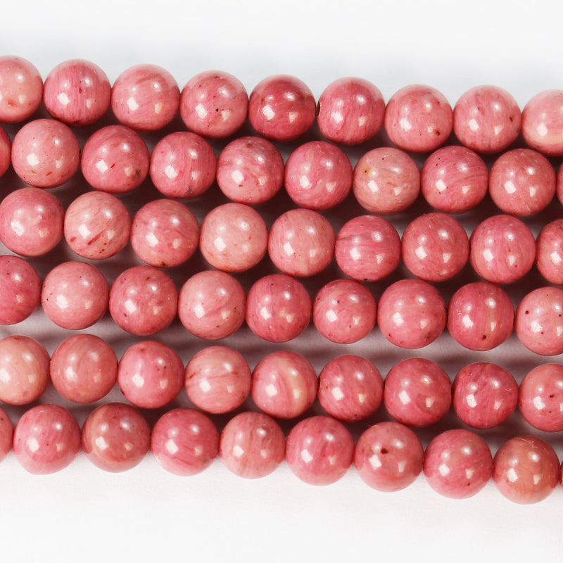 Rhodonite, 6mm Natural Round Gemstone, 16" strand, 1mm hole, about 60 beads