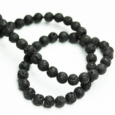 Black Lava Rock, 4mm Round Gemstone Strand, One full strand Natural Beads, Black color