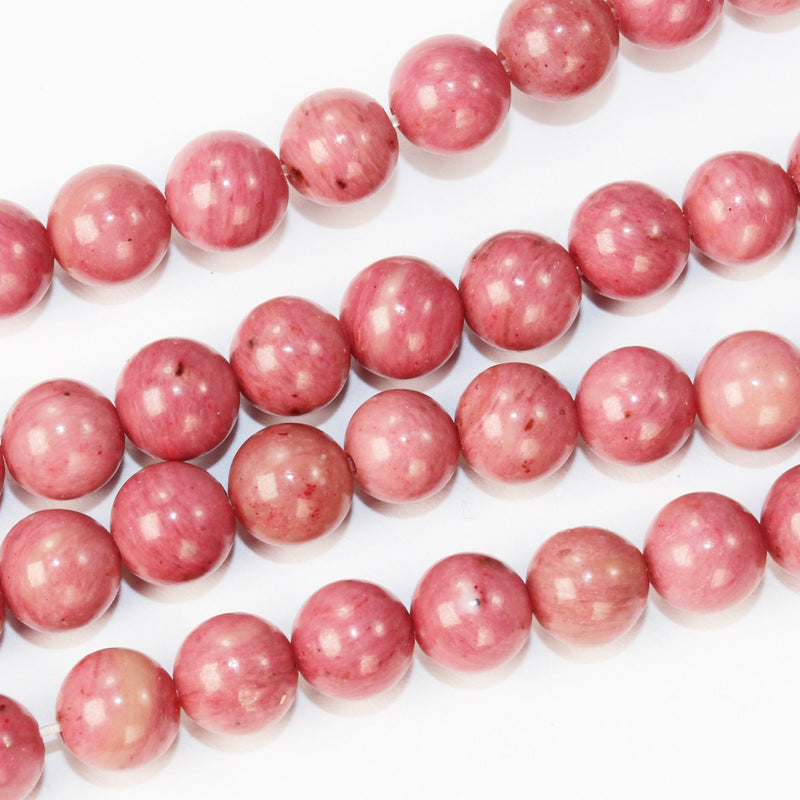 Rhodonite, 6mm Natural Round Gemstone, 16" strand, 1mm hole, about 60 beads