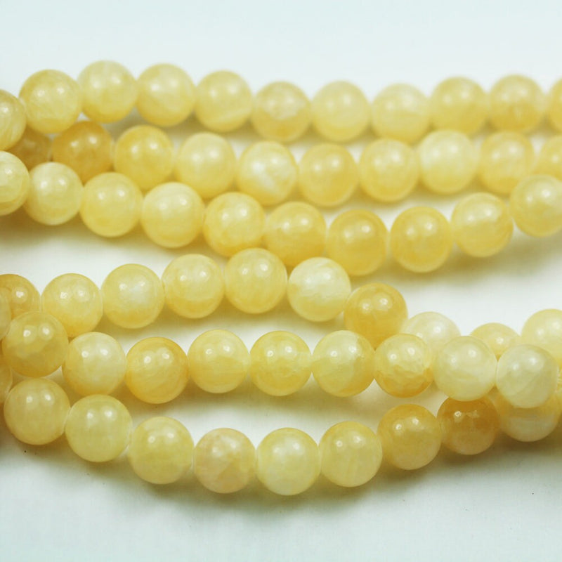 Yellow Jade, 6mm Round Gemstone Strand, 15.5 inch , about 65 beads , 1mm hole