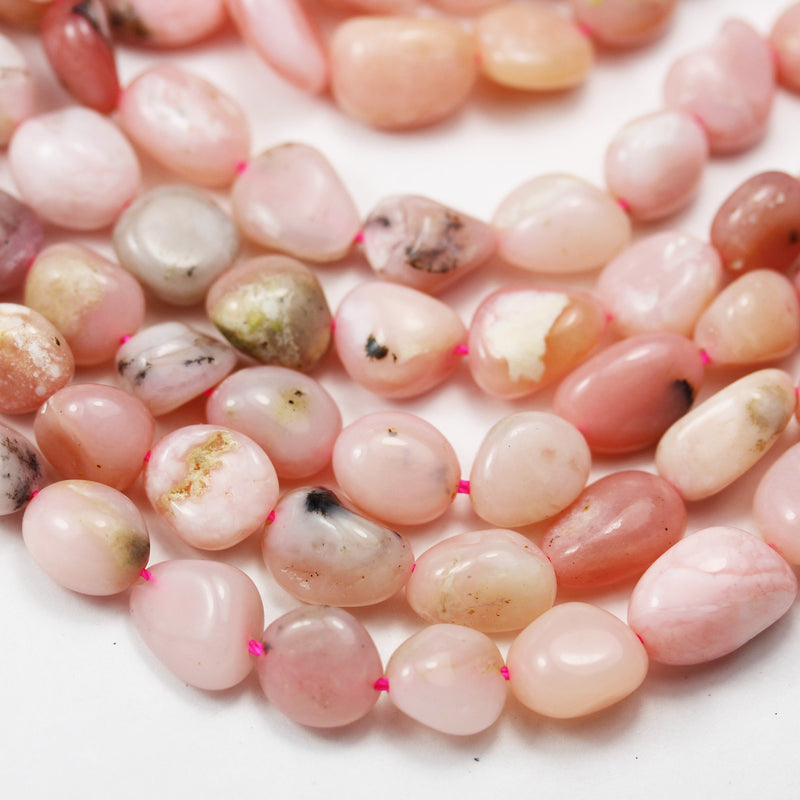 Pink Opal, 8*6mm Natural  Nugget, One full strand about 46beads,15.5", 1mm hole