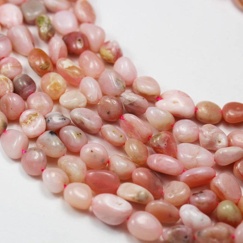 Pink Opal, 8*6mm Natural  Nugget, One full strand about 46beads,15.5", 1mm hole