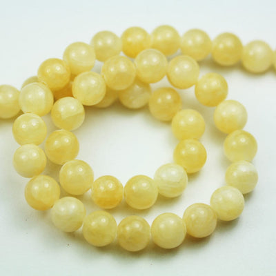 Yellow Jade, 6mm Round Gemstone Strand, 15.5 inch , about 65 beads , 1mm hole