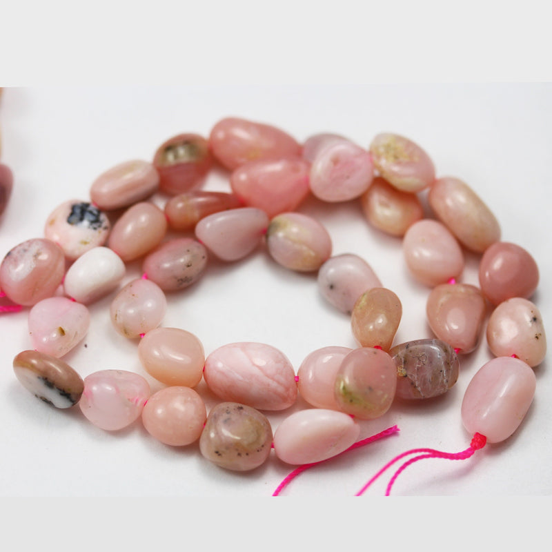 Pink Opal, 8*6mm Natural  Nugget, One full strand about 46beads,15.5", 1mm hole