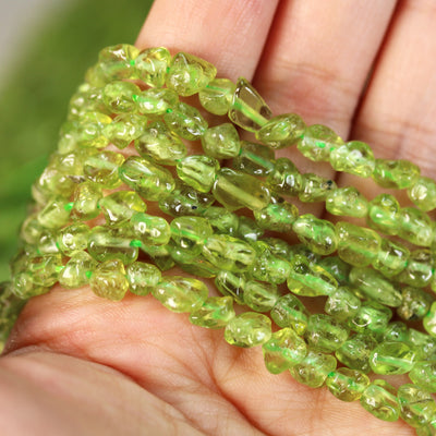 Natural Peridot, 5mm Natural nugget shape Gemstone Chips, 16 inch, About 100 beads , 1mm hole