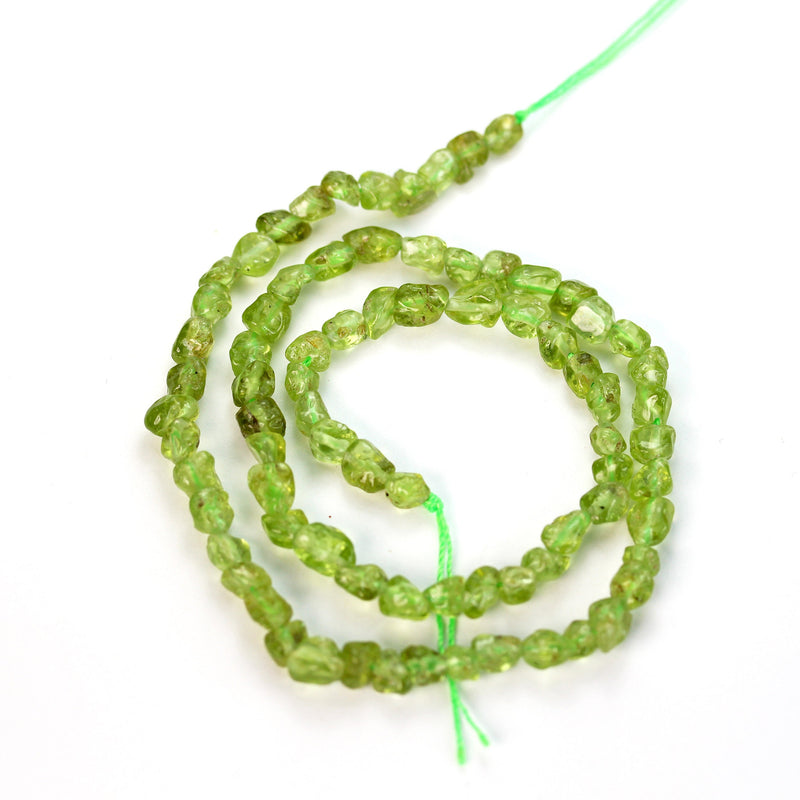 Natural Peridot, 5mm Natural nugget shape Gemstone Chips, 16 inch, About 100 beads , 1mm hole