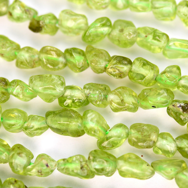 Natural Peridot, 5mm Natural nugget shape Gemstone Chips, 16 inch, About 100 beads , 1mm hole