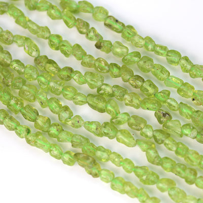 Natural Peridot, 5mm Natural nugget shape Gemstone Chips, 16 inch, About 100 beads , 1mm hole