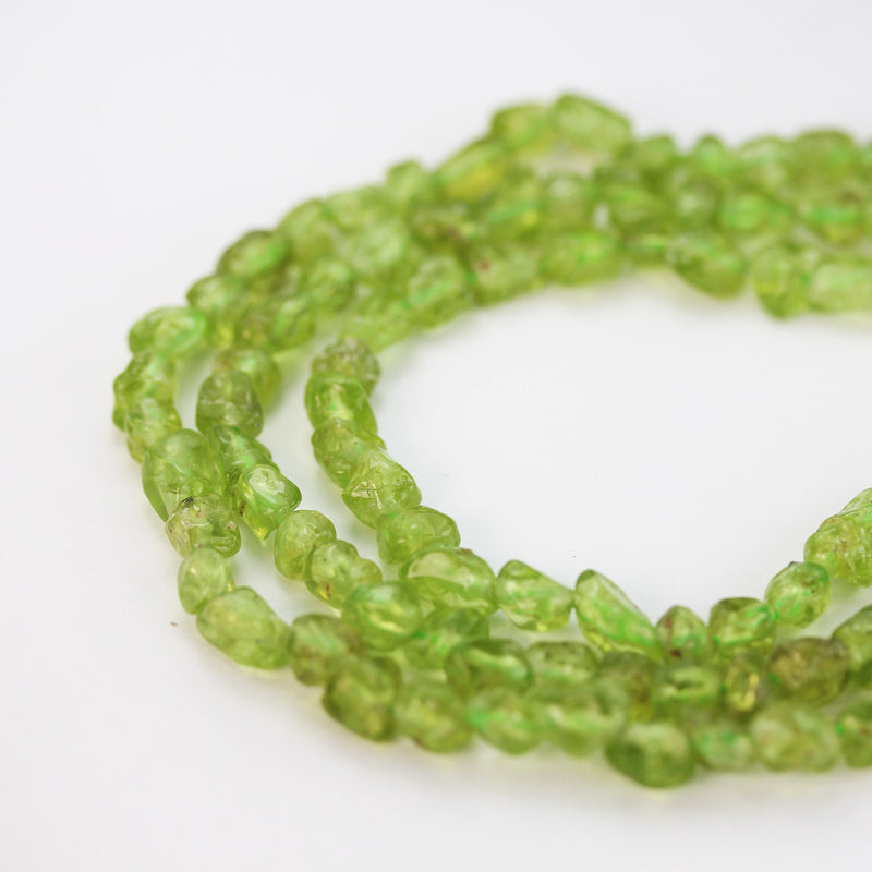 Natural Peridot, 5mm Natural nugget shape Gemstone Chips, 16 inch, About 100 beads , 1mm hole