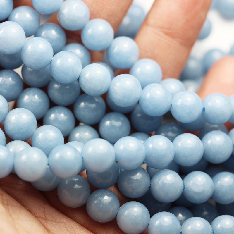 Angelite, 8mm Round Natual Gemstone Beads Strand ,One full strand , hole 1mm, 16 inch, about 50beads