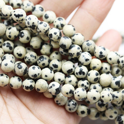 Dalmatian Jasper Beads,8mm Round Black, White Gemstone Beads,One full strand  15.5inch, hole 1mm, about 50 pcs