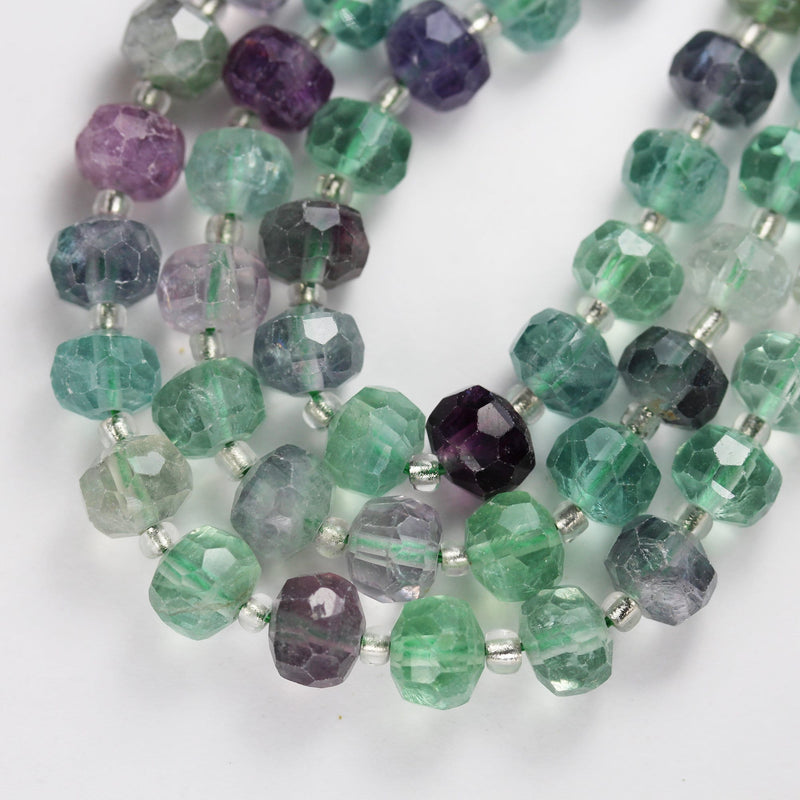 Natural Fluorite, 6*8mm Faceted Rondelle Gemstone Strand, 8 inch , about 25 beads,hole1mm